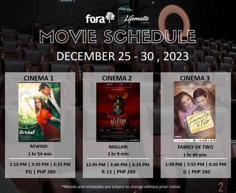 Fora Filinvest Lifemalls Movie Schedule .